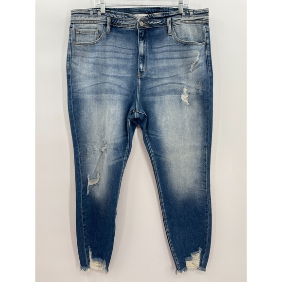 NWOT KANCAN Signature Kurvy Ultra High Rise Ankle Skinny Distressed Jeans Sz 36 - Picture 3 of 9